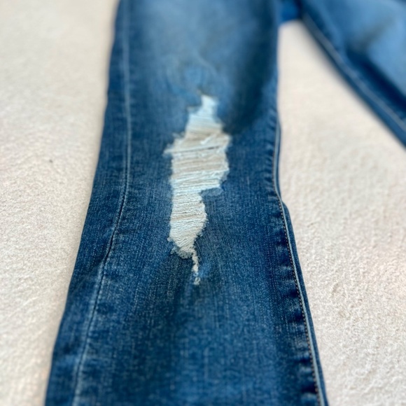 sz 27 High Waisted Good American Distressed Skinny Leg Super Stretch Denim Jeans - Picture 3 of 8